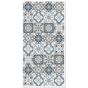 Home and Living Tapis vinyle carreaux ciments triana gris et bleu 60x200cm