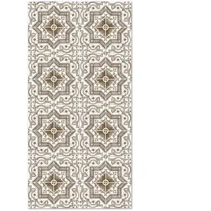Home and Living Tapis vinyle carreaux ciments tolédo brun 300x200cm pas cher