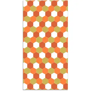 Home and Living Tapis vinyle mosaïque hexagones de ton orange 200x200cm pas cher