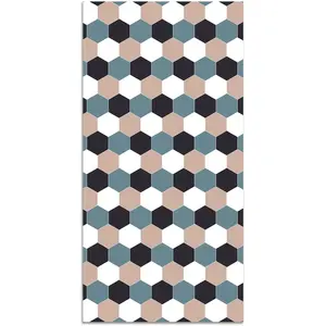 Home and Living Tapis vinyle mosaïque hexagones de ton bleu 80x150cm