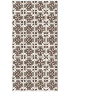 Home and Living Tapis vinyle carreaux ciments salamanque brun 80x300cm pas cher