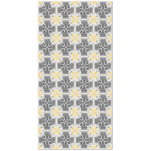 Home and Living Tapis vinyle carreaux ciments salamanque jaune 100x140cm pas cher