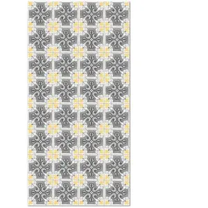 Home and Living Tapis vinyle carreaux ciments salamanque jaune 60x200cm pas cher