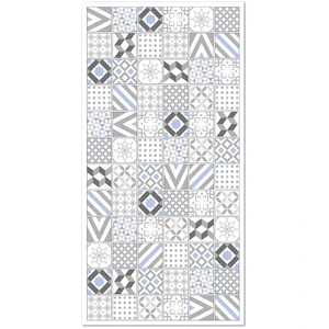 Home and Living Tapis vinyle carreaux ciments love gris et bleu 120x160cm pas cher
