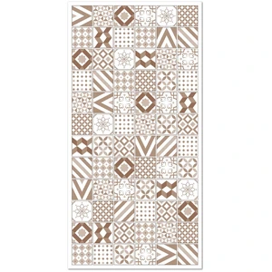 Home and Living Tapis vinyle carreaux ciments love brun 100x140cm pas cher