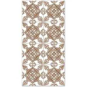 Home and Living Tapis vinyle carreaux ciments cordoue brun 60x200cm pas cher