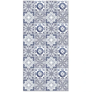 Home and Living Tapis vinyle carreaux ciments grenade bleu 80x300cm pas cher