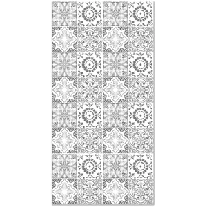 Home and Living Tapis vinyle carreaux ciments grenade gris 60x200cm