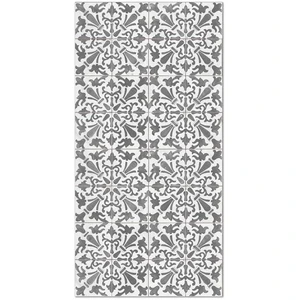 Home and Living Tapis vinyle carreaux ciments géométrique gris 80x250cm pas cher