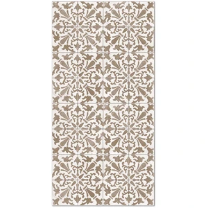 Home and Living Tapis vinyle carreaux ciments géométrique brun 140x200cm pas cher