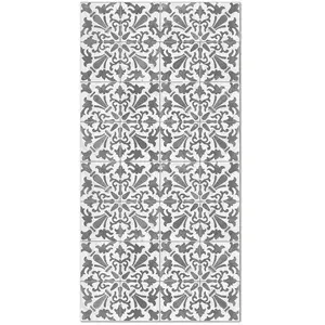 Home and Living Tapis vinyle carreaux ciments géométrique gris 80x150cm pas cher