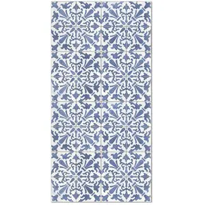 Home and Living Tapis vinyle carreaux ciments géométrique bleu 300x200cm