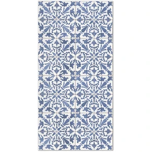Home and Living Tapis vinyle carreaux ciments géométrique bleu 200x200cm pas cher