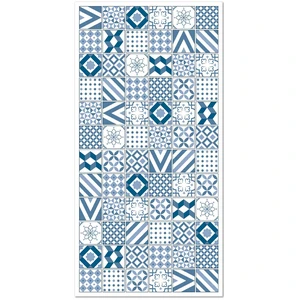 Home and Living Tapis vinyle carreaux ciments love bleu 60x200cm pas cher