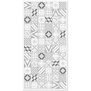 Home and Living Tapis vinyle carreaux ciments love gris 80x150cm pas cher