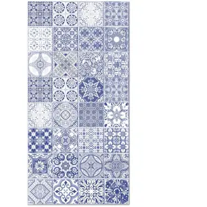 Home and Living Tapis vinyle carreaux ciments jaen bleu 80x300cm