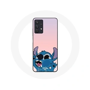 Coque pour samsung galaxy A32 5G Stitch le Nez en l'air fond rose