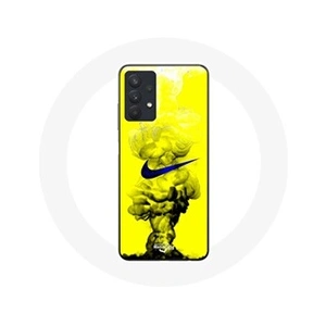 Maniacase Coque pour Samsung Galaxy A32 5G Logo Just do it Bleu Fond Jaune pas cher