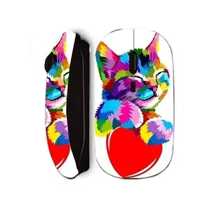 Comparateur de prix : Souris sans fil - MANIACASE - Noir - Chat couleur sur coeur - Nano récepteur USB