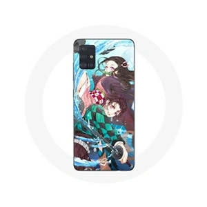Maniacase Coque pour Samsung Galaxy A71 Tanjiro et Nezuko Demon Slayer Kimetsu no Yaiba Anime pas cher