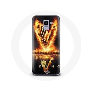 Comparateur de prix : Maniacase Coque pour Samsung Galaxy J6 2018 Vikings Série Saison 6 logo V Epée de Feu Fond Noir