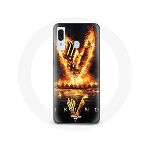 Maniacase Coque pour Samsung Galaxy A20 Vikings Série Saison 6 logo V Epée de Feu Fond Noir pas cher
