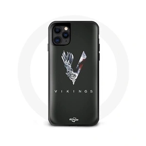 Maniacase Coque pour Iphone 13 Pro Max Vikings Série Saison 6 logo V Epée Gris Fond Noir pas cher