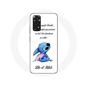 Maniacase Coque pour Xiaomi Redmi Note 11S Lilo et Stitch Ohana Citation Blanc pas cher