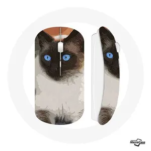 Souris Sans Fil Siamois Noir et blanc Yeux Bleus (Maniacase) pas cher