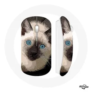 Souris Sans Fil Chat Siamois Noir et blanc aux Yeux Bleus (Maniacase) pas cher