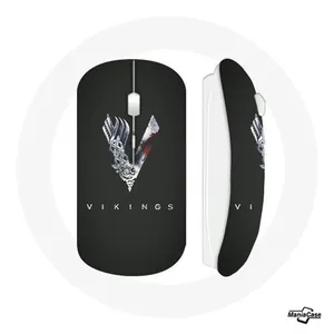 Maniacase Souris Sans Fil Vikings Série Saison 6 logo V Epée Gris Fond Noir () pas cher