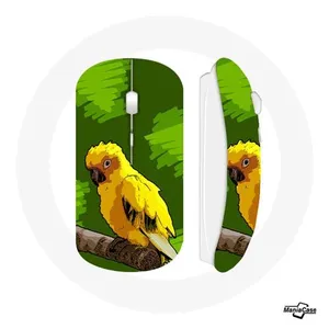 Souris Sans Fil Oiseaux de Perruches jaune Fond Vert (Maniacase) pas cher