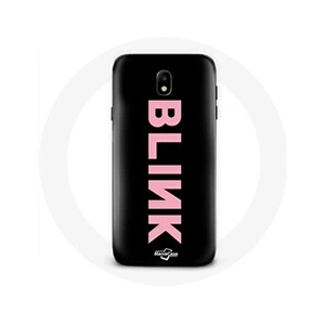 Coque pour Samsung Galaxy J3 2017 Blink Fandom Blackpink Logo Rose Fond Noir