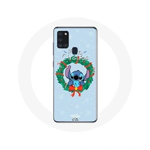 Maniacase Coque pour Samsung Galaxy A21s Stitch neige joyeux Noël bleu pas cher