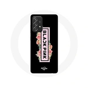 Maniacase Coque pour Samsung Galaxy A52 Blackpink Groupe de K-pop Logo Noir Rose Fond Noir pas cher