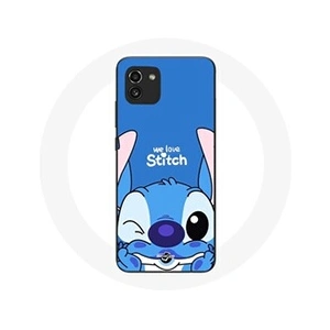 MANIACASE Coque pour Samsung Galaxy A03 Stitch mignon fond bleu pas cher