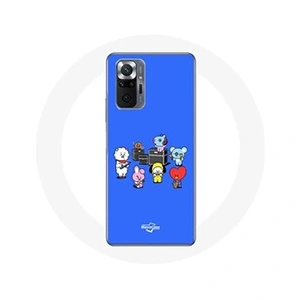 Comparateur de prix : Maniacase Coque pour Xiaomi Redmi Note 10 Pro BTS BT21 Tata Chimmy Cooky Rj Koya Shooky Et Mang Jouent De la musique Fond Bleu