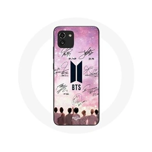 Maniacase Coque pour Samsung Galaxy A03 BTS Bangtan Affiche Signature Logo Noir pas cher