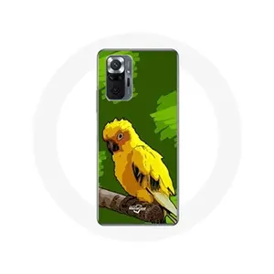 Maniacase Coque pour Xiaomi Redmi Note 10 Pro Oiseaux de Perruches jaune Fond Vert