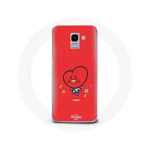 Maniacase Coque pour Samsung Galaxy J6 2018 BTS Bangtan Garçons BT21 TATA V Fond Rouge pas cher