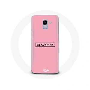 Maniacase Coque pour Samsung Galaxy A8 2018 Blackpink Groupe de K-pop Logo Fond Rose pas cher