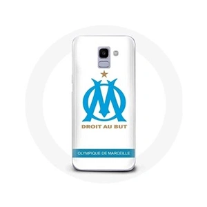 Maniacase Coque pour Samsung Galaxy A8 2018 Olympique de Marseille Logo Fond Blanc pas cher
