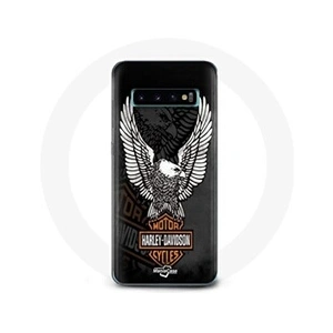MANIACASE Coque - Harley Davidson - Samsung Galaxy S10 - Noir - Aigle logo - Rigide pas cher