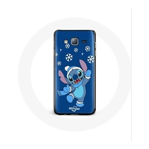 Maniacase Coque - Samsung - Galaxy J3 2016 - Souple - Stitch - Neige Noël - Bleu pas cher