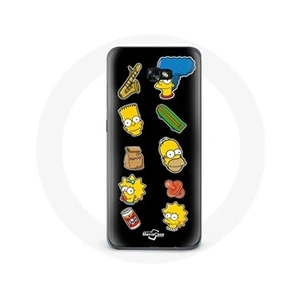 Maniacase Coque pour samsung galaxy A5 2017 Les Simpson autocollants fond noir pas cher