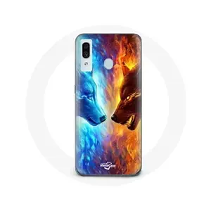 Maniacase Coque pour Samsung Galaxy A20 Loup de Glace et de feu pas cher
