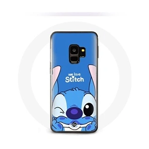 Maniacase Coque pour Samsung Galaxy S9 plus Stitch mignon fond bleu pas cher