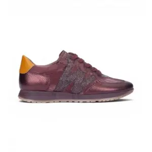 Wonders pour femme. A-4810 Baskets en Cuir Tot grenat (36), Plat, Lacets, Casuel pas cher
