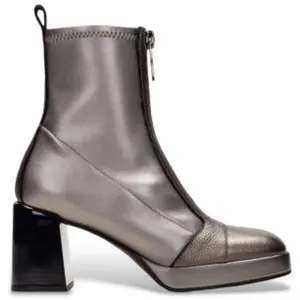 Hispanitas - Bottines à talon bloc bout rond et fermeture éclair HI243658 pour femme, Acier étain, 36 EU