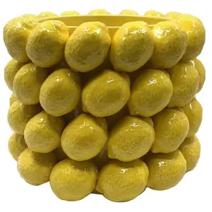 Grand planteur de citron décoratif en céramique pour plantes, vase à fleurs jaunes, accessoire de jardin élégant pas cher